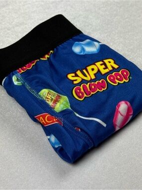 Super Blow Pop Charms Tootsie Roll Boxer Briefs L Blue Candy Print Novelty